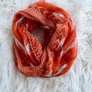 Women Orange Chevron Infinity Scarf